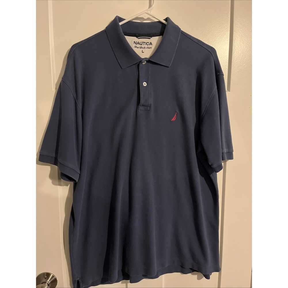Nautica True Deck Shirt  Polo Golf Shirt Men's Large Blue